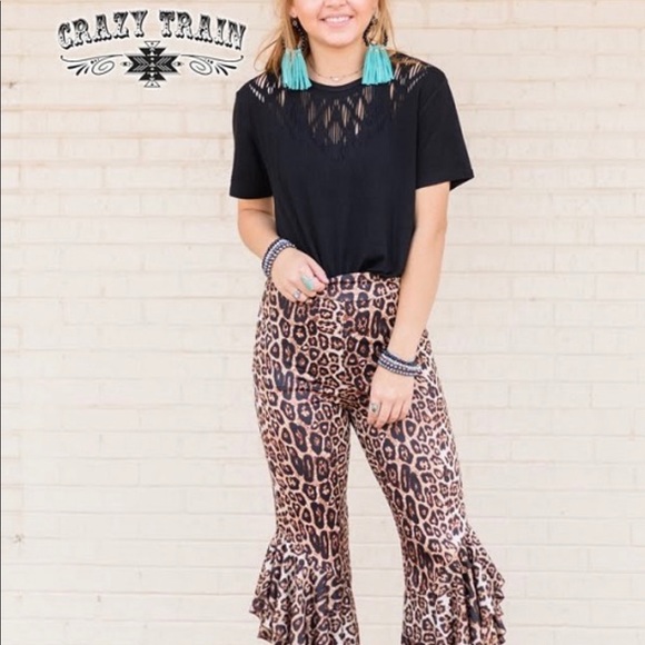 Crazy Train Retro Ruffle Flares Leopard 